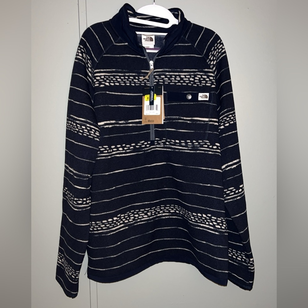 The North Face Gordon Lyons 1/4 zip printed fleece in navy